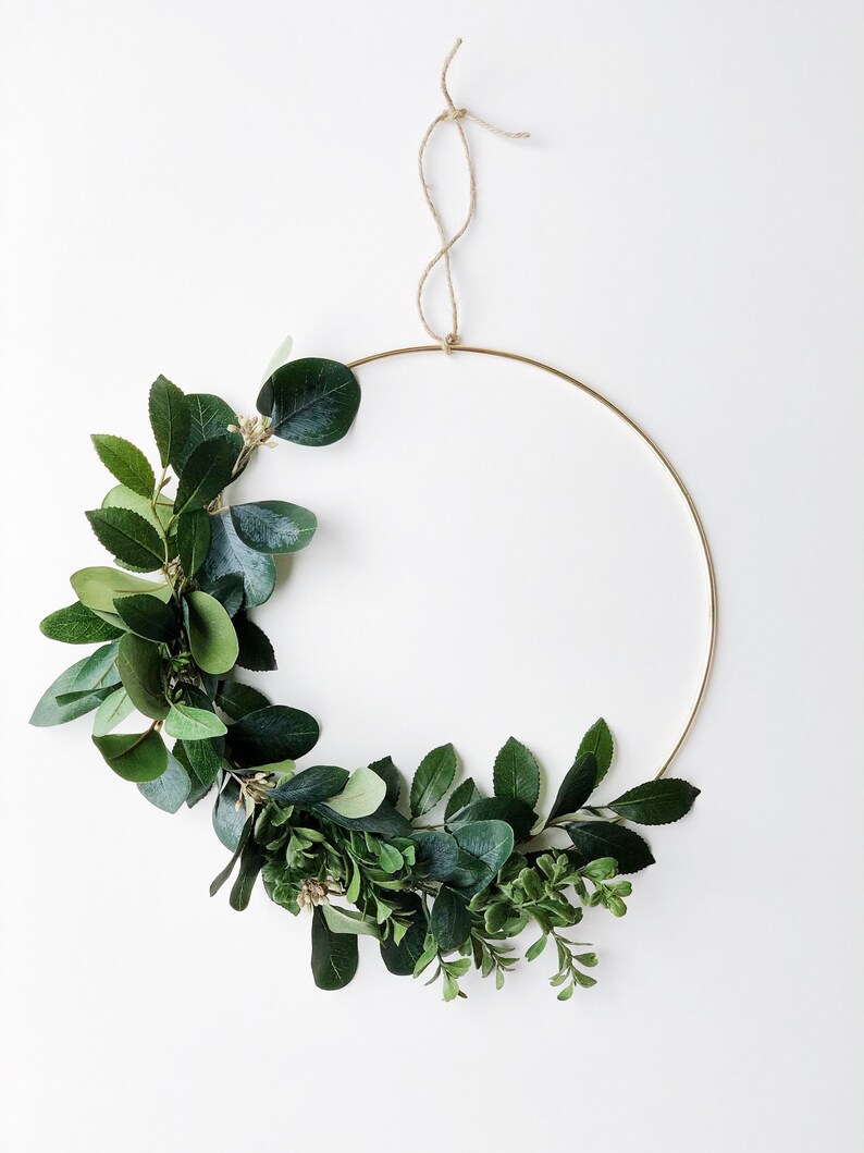 Greenery Hoop Wreath Eucalyptus Wreath Minimalist Wreath Etsy