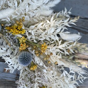 Dried Spring Yellow Blue minimalist Boho dried flower wreath, Dried Foliage Wreath, Neutral everlasting wreath, Dried flower arrangement image 8