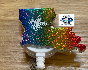 Louisiana Boot Badge Reel - Pride Badge Reel - Fleur de Lis Badge Reel - Louisiana Badge Reel - Pride Badge Reel