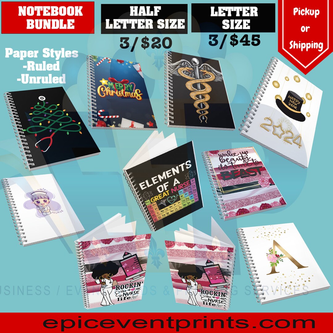 Letter Size Notebook Bundle Journal Bundle Personalized Etsy