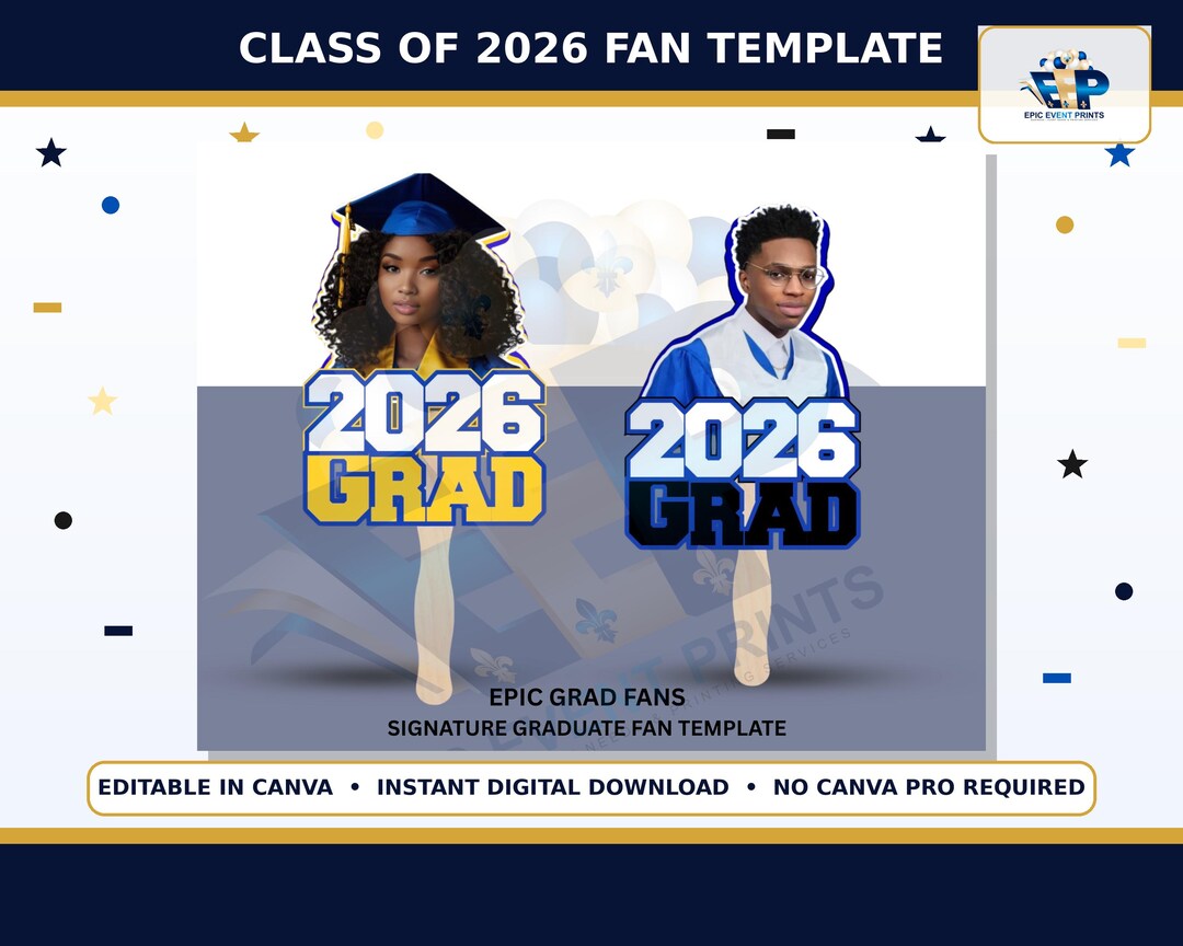 Class of 2026 Editable Fan Template Canva Graduation Digital Download ...
