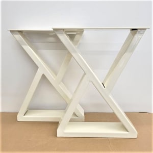 H16  x W12  Z Shaped WHITE Color Bench Legs - 1 Pair