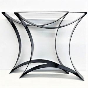 H28  x W28&quot; Flat Iron Curvy Dining Table Legs - 1 Pair