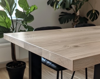 Custom Rectangular Solid White Oak Wooden Table Top - Ready To Use