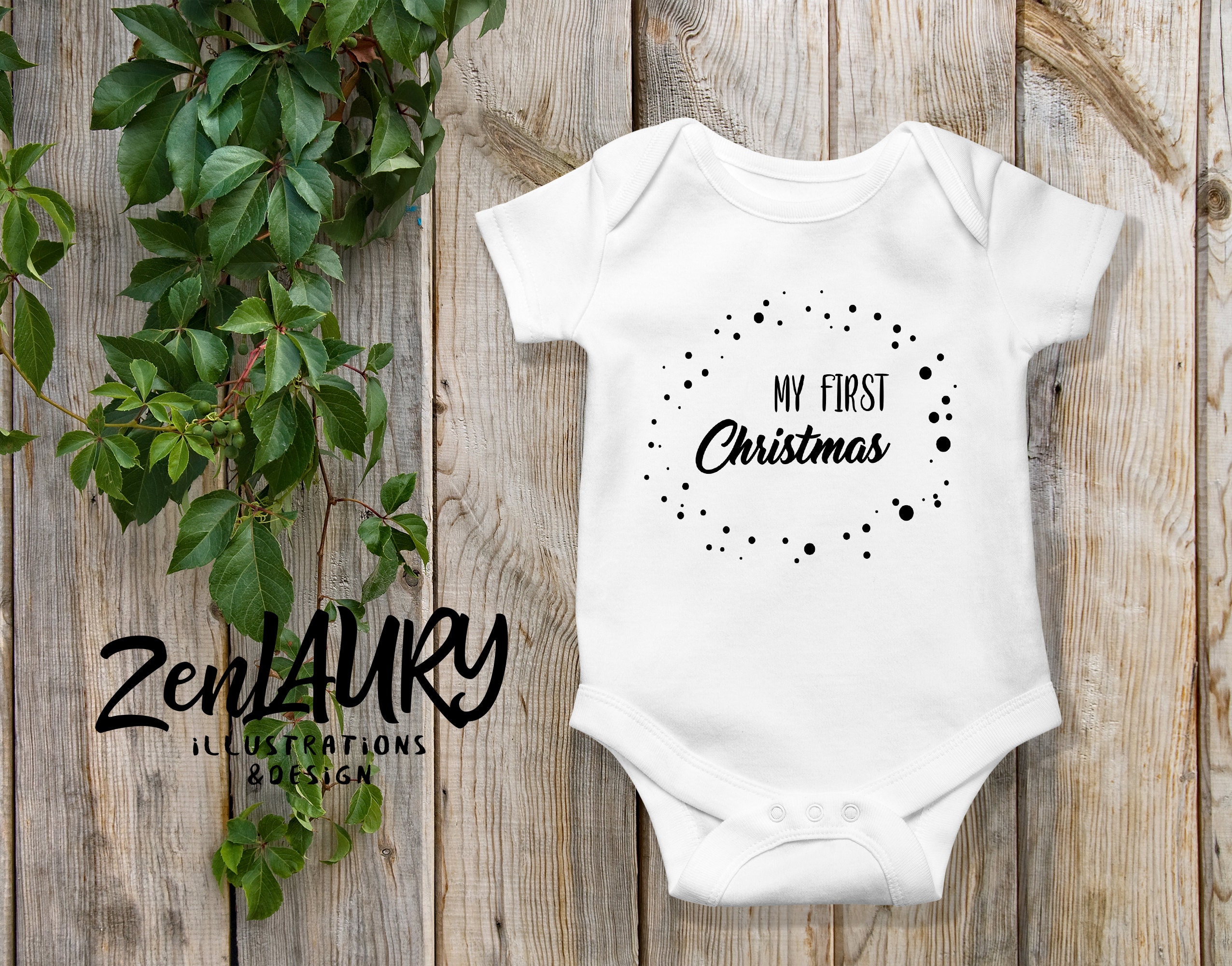 Download My first Christmas Bodysuit Svg Cut File. Onesie Decal ...