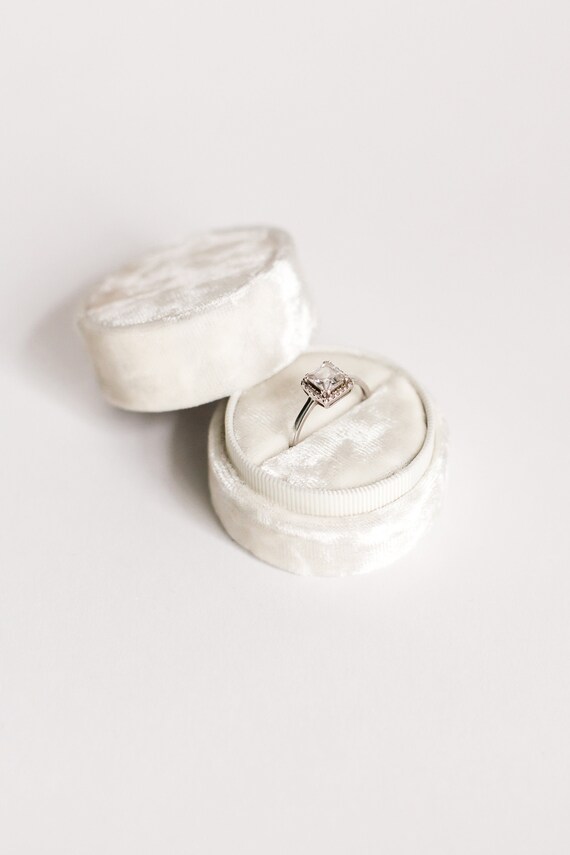 white velvet ring box