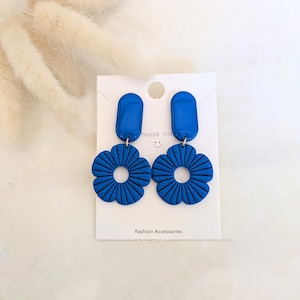 electric blue flower earrings - Christmas gift