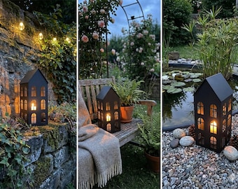Decorative Metal House - 20x20x40 cm