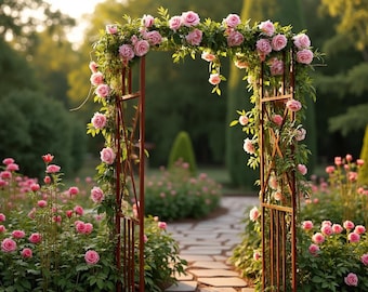 Garden Arch: Rustic Metal Trellis for Climbing Plants (220x110cm)