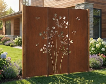 Schermo divisorio in metallo: Dandelion Design - Pannelli in acciaio con patina effetto ruggine