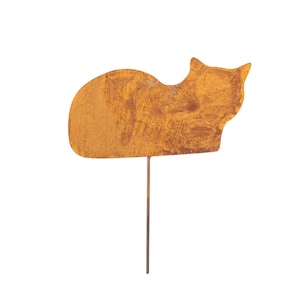 Rustic Metal Cat Garden Stake – 24x12.5 cm with 10 cm Rod – Natural Rust Finish, Perfect for Outdoor Decoration Choose from 10 models
