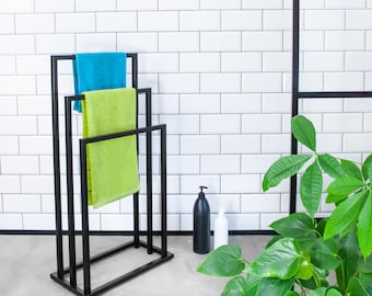 Towel Rack Standing Bathroom Hanger, Loft Towel Rack for Bathroom, Free Standing Bathroom Hang for Towels, Minimalist, Bathroom Equipment