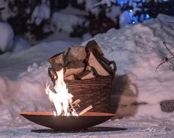 Corten fireplace, Outdoor fire pit, Contemporary design, Round Wood Burning Fire Pit, Mid Century Home Décor, Steel fire pit, Garden décor
