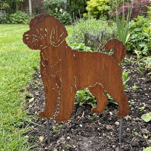 Labradoodle Gartenstecker | Rost Metall Hund Silhouette | Stahl Gartendeko | Labradoodle Geschenk | Handgemacht