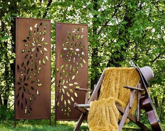 Écran de confidentialité patiné, panneau de protection de la vie privée, panneau de jardin, rouille patinée pour brancher, décoration