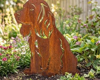 Cocker Spaniel Gartenstecker | Rost Metall Hund Silhouette | Stahl Gartendeko | Spaniel Geschenk | Handgemacht