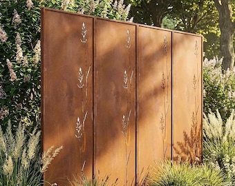 Écran de confidentialité patiné, panneau de protection de la vie privée, panneau de jardin, rouille patinée pour brancher, décoration