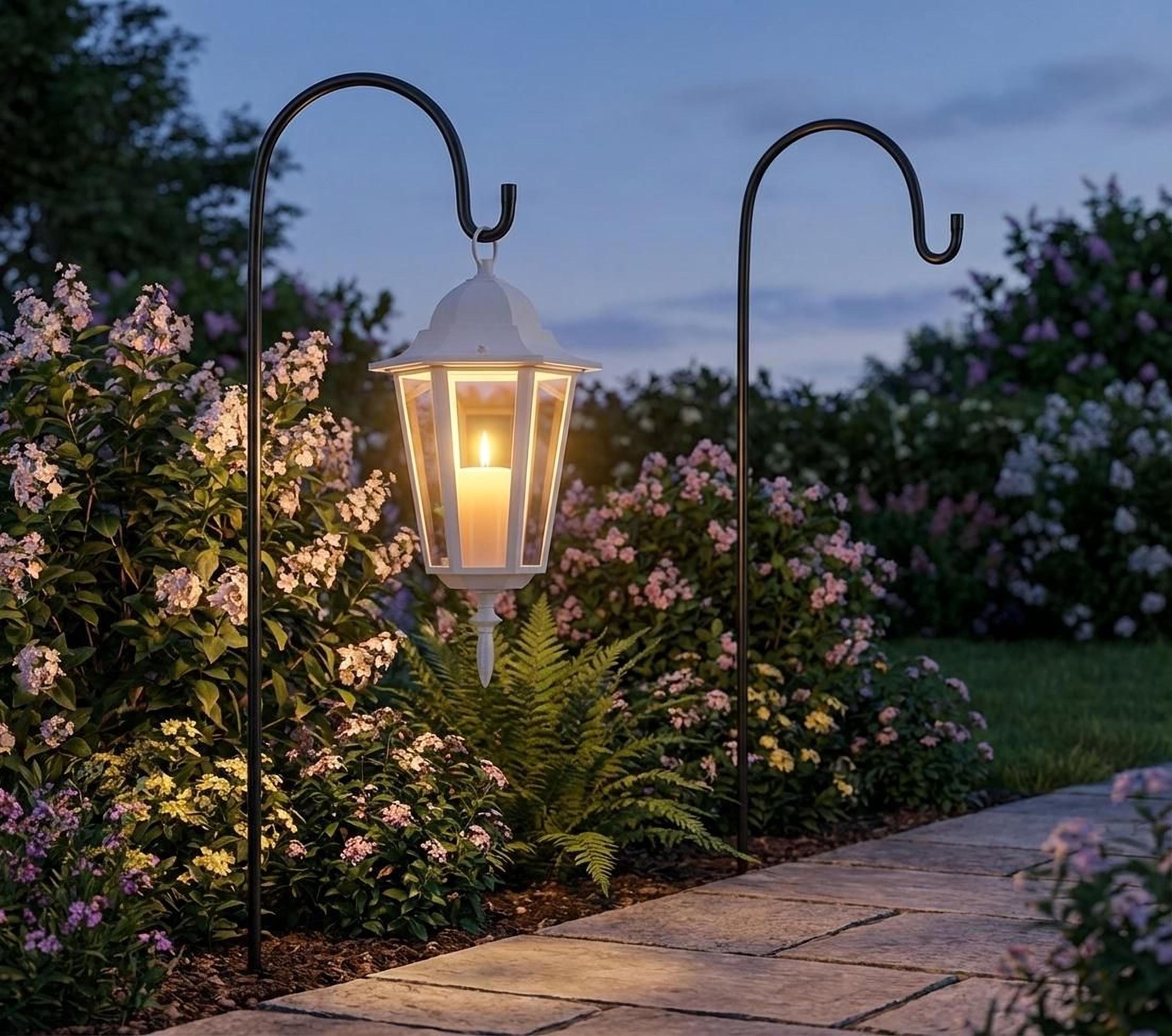 Garden Lantern Holder Stand, Black Powder Coated (120cm Tall, Rust