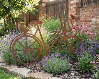 Decorazione da giardino per biciclette in metallo vintage, bici decorativa, BICICLETTA RUGGINE, arredamento da giardino Corten,