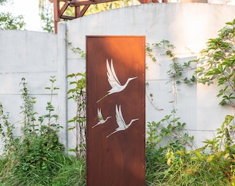 Patina Privacy Screen - Rusted Metal Garden Panel, Easy Install