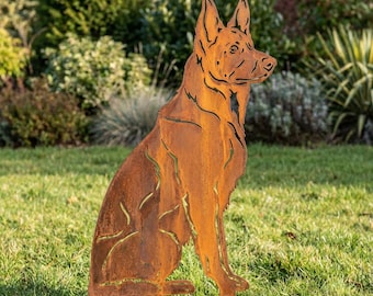Rust Metal Animal Silhouette Garden Art | German Shepherd,Belgian Malinois,Collie,Kangal Shepherd,Dog,Hovawart,Swiss Mountain Dog