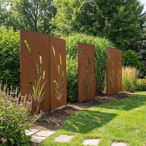 Patina Privacyscherm, Privacybescherming Bord, Tuinbord, Patina Roest voor het aansluiten, Roestige Tuindecoratie, Metalen Rost Edelrost