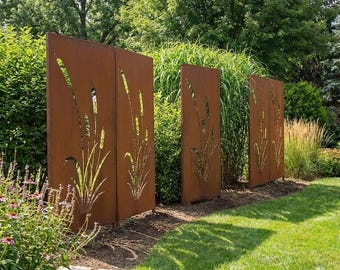 Garden Privacy Screen: Rust Patina Metal - Weather-Resistant Panel
