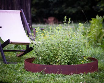 Rasenkante Beetumrandung Cortenstahl – verwittertes Rost-Patina-Finish – 100 x 15 cm Rasen- und Gartenrandteiler – (5er-Pack)