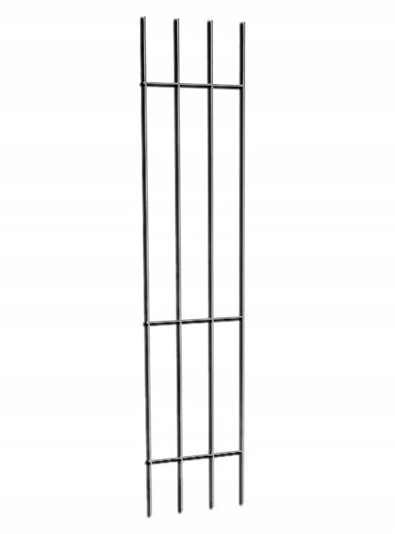 A tall, narrow metal fence with vertical bars.