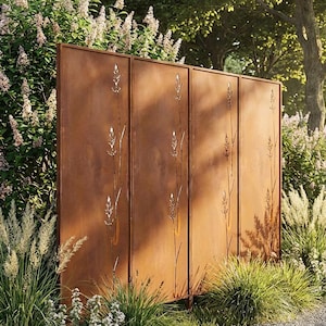 Patina Privacyscherm, Privacybescherming Bord, Tuinbord, Patina Roest voor het aansluiten, Roestige Tuindecoratie, Metalen Rost Edelrost
