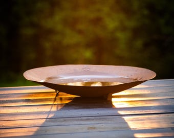 Rusty Steel Fire Bowl – Outdoor Garden Fire Pit, 57cm Diameter, 10cm Deep, Weathered Metal Fireplace, Minimalist Patio Design