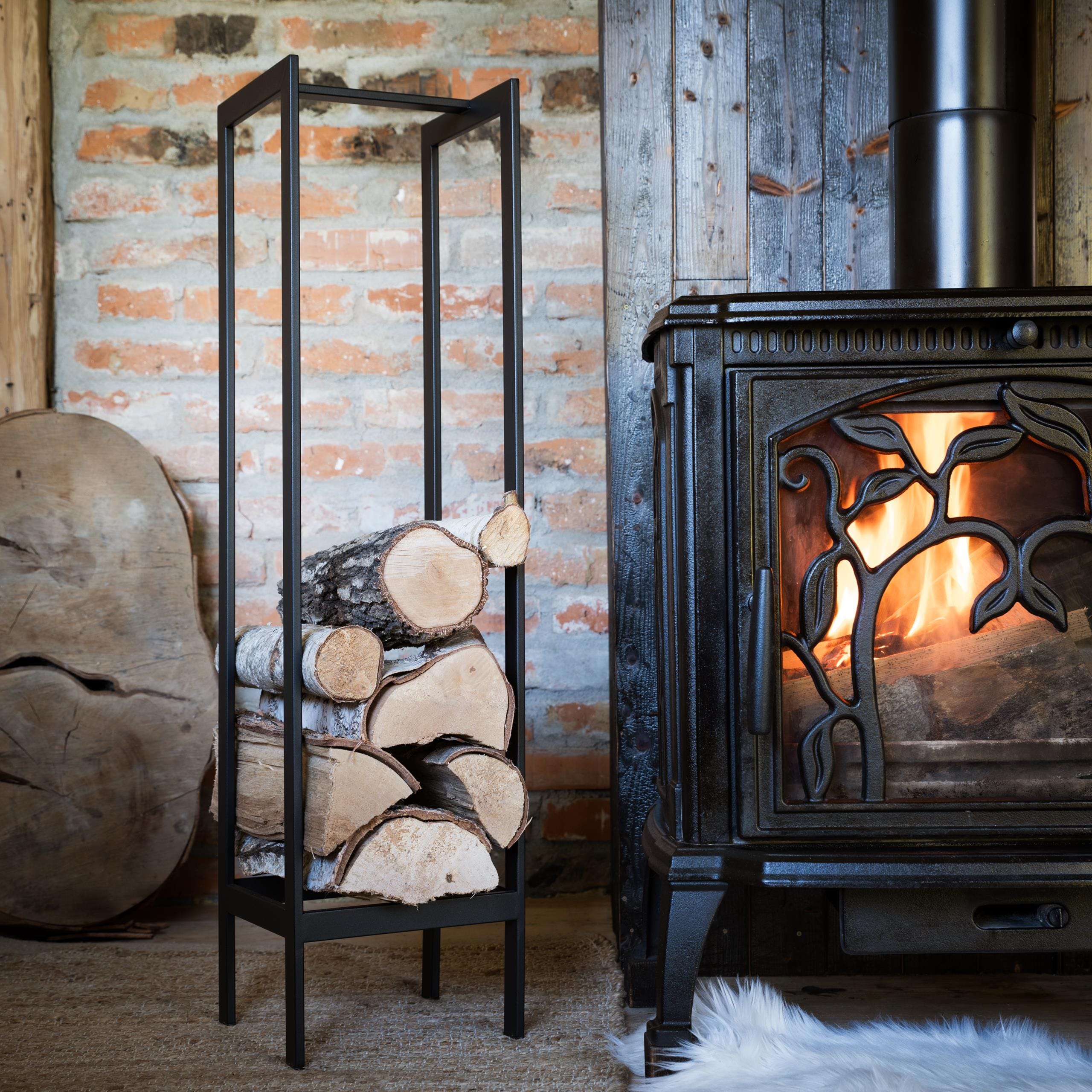 Modern Steel Firewood Rack 25x25x100cm Durable, Welded, No Assembly  Required, Log Holder, Fireplace, Loft Design, Boho