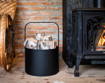 Kapaga Panier à Bûches De Cheminée 33 X 26 Cm, En Métal Noir