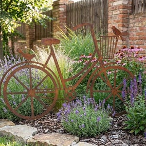 Vintage Metal Bicycle Garden Decoration, Decorative Bike, Rust Bicycle Corten Garden Decor, Garden Gift, Rustic Dutch Bicycle, Corten Rust