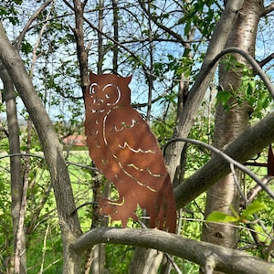 Pieu de jardin de hibou en métal, art de jardin de hibou en métal, signe de jardin rouillé, décor de cour en métal, décor de jardin rouillé