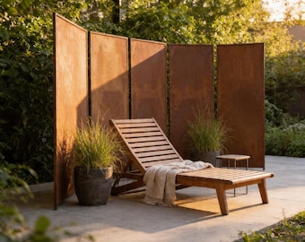 Patina Privacyscherm, Privacybescherming Bord, Tuinbord, Patina Roest voor het aansluiten, Roestige Tuindecoratie, Metalen Rost Edelrost