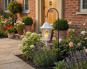 Garden Lantern Holder Stand, Black Powder Coated (120cm Tall, Rust