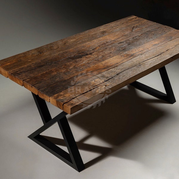 Industrial Rough Dining Tabletop / Rustic massive solid wood table / Reclaimed old oak table / Old barn oak tabletop