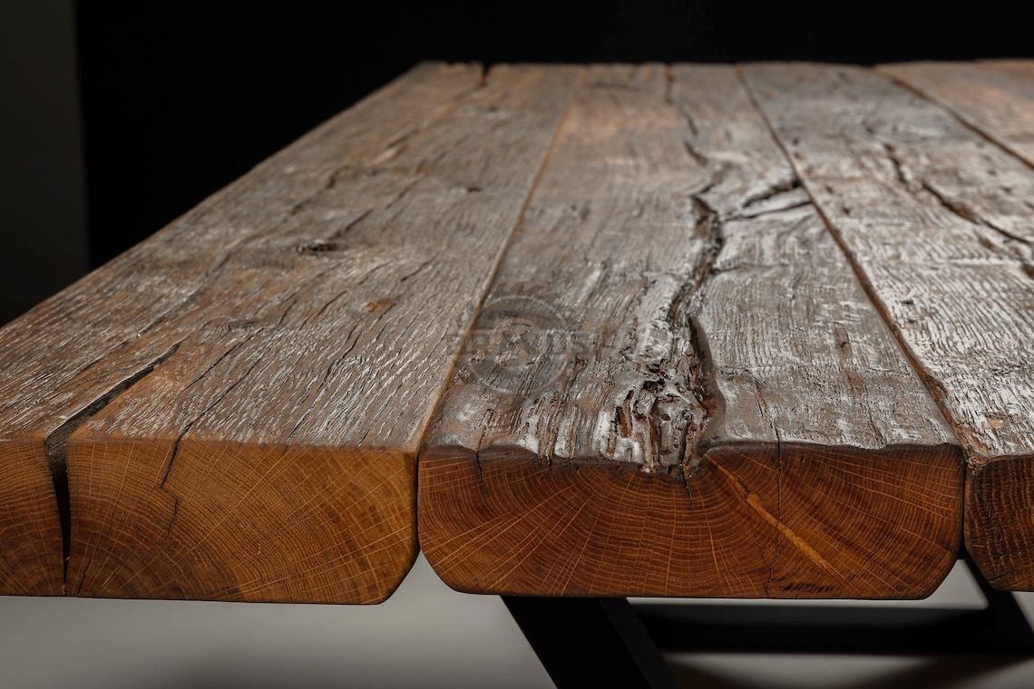 Industrial Rough Dining Table / Rustic Massive Solid Wood Table