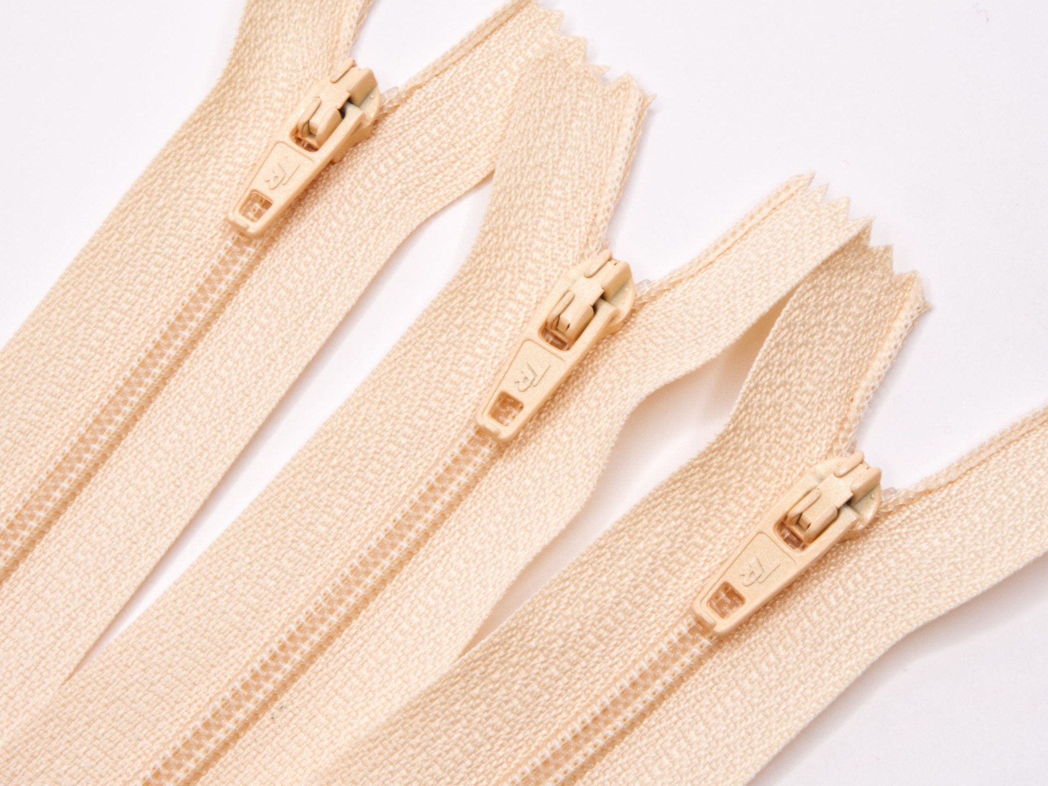 Cream Zips pack of 3 Nylon Closed End Cream Zippers Etsy UK
