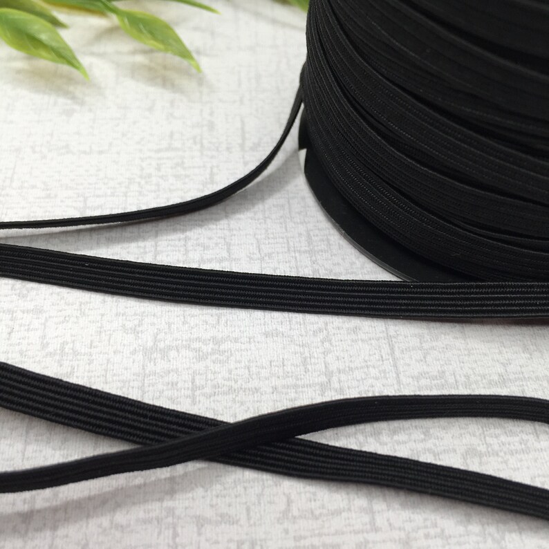 price per 3 metres Flat black elastic 6mm wide ideal for masks black flat sewing elastic ELFL-06-BK