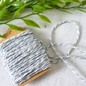 10 metres Bakers twine, wrapping string, grey and white cotton twine