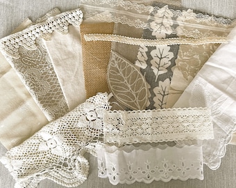 Slow Stitch Kit, Junk journal set, scrapbooking pack, fabric craft pack