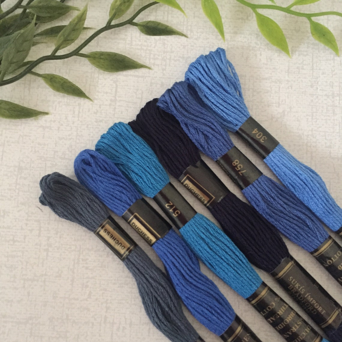 Six blue embroidery threads pack of 6 shades of blue cotton Etsy