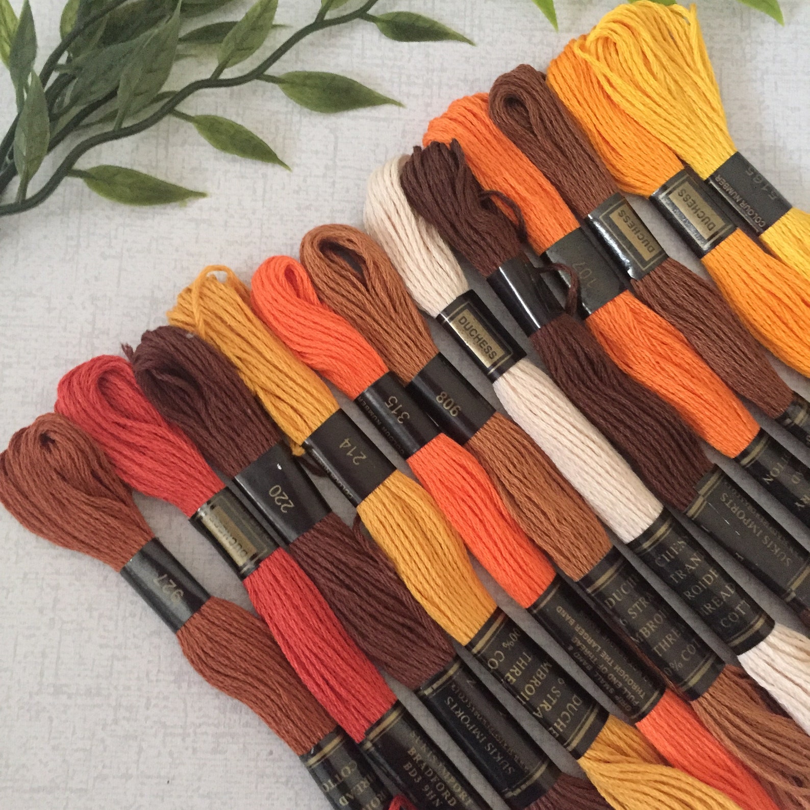 Pack of 12 embroidery threads in orange yellow and brown Etsy