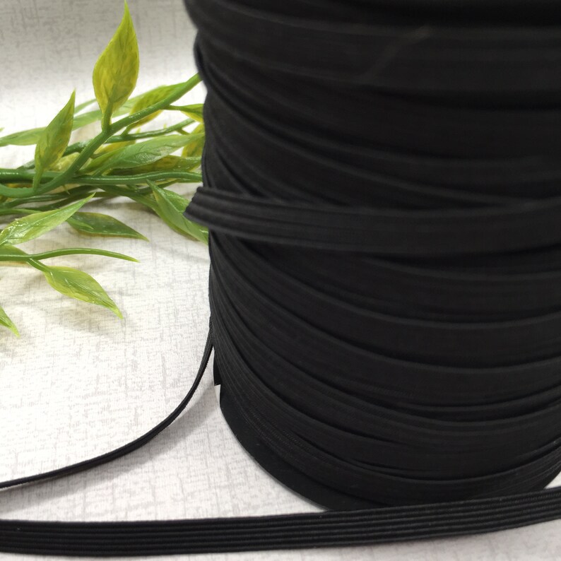 price per 3 metres Flat black elastic 6mm wide ideal for masks black flat sewing elastic ELFL-06-BK