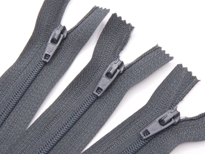 Dark Grey Zips pack 0f 3 Nylon Closed End Dark Grey Etsy