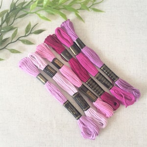 Pack of 6 embroidery threads in Plum and Purple colours, embroidery thread, cotton thread,  EMTH-06-PL