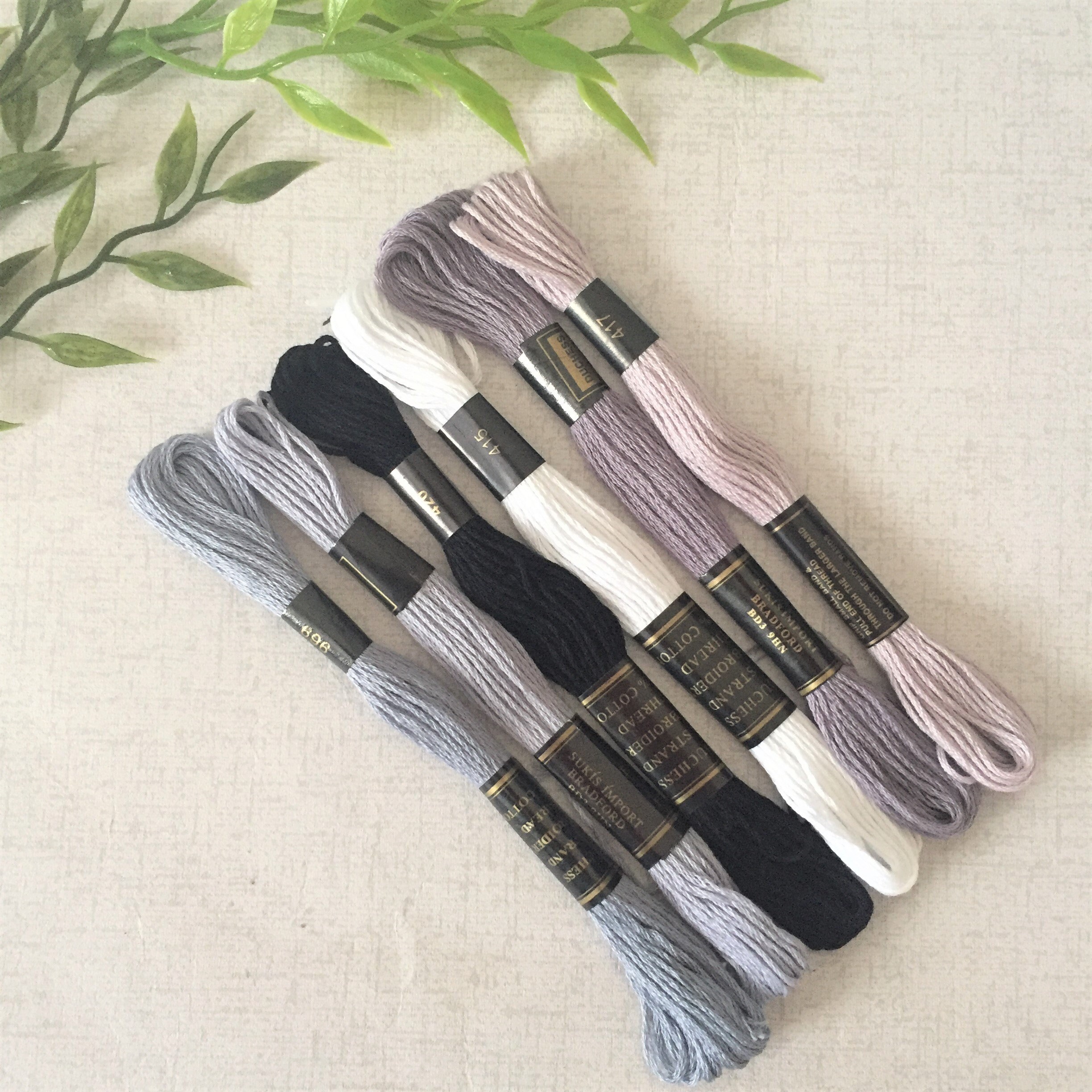 Pack of 6 embroidery threads in neutral  colours, embroidery thread, …