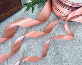 Rose Gold Double Satin Ribbon: 10mm Wedding Craft Ribbon (3 meters)